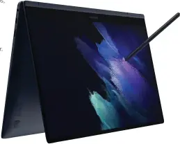  ??  ?? The Samsung Galaxy Book Pro 360 15 (shown in Mystic Navy) comes with the new S Pen for writing and drawing.