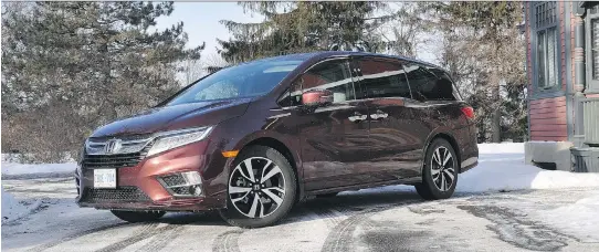  ?? PHOTOS: DEREK MCNAUGHTON/DRIVING ?? Honda’s 2018 Odyssey Touring still blurts soccer mom, but it does it with a sexier flourish, writes Derek McNaughton.