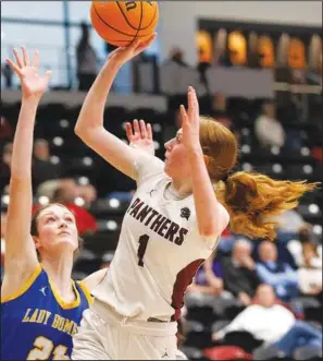  ?? BENJIE EDMONSON / TGP Sports ?? Benton junior Mccartney Asher (#1) was one of the Lady Panthers to earn All-state honors following a 2023-24 season that saw the girls earn a 16-11 finish and a No. 2 seed in the state playoffs.