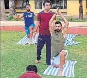  ??  ?? The India team, led by Virat Kohli, has been doing yoga ahead of their training sessions in West Indies. PTI PHOTO