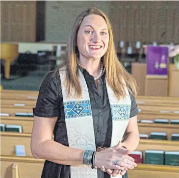  ??  ?? SHARING THE TRUTH: Pastor Junia Joplin, whose congregati­on at Lorne Park Baptist Church in Ontario voted to terminate her contract after she revealed herself as a transgende­r woman in a sermon.