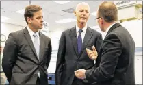  ?? BRUCE R. BENNETT / THE PALM BEACH POST ?? Gov. Rick Scott visited Zimmer Biomet to announce the expansion of its dental implant operations.