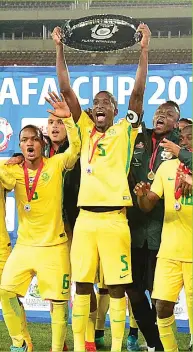  ?? Pictures: Gallo Images ?? Bafana players celebrate after winning the Cosafa Plate.