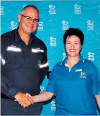 ?? ?? RBCT CEO Alan Waller with delighted recipient Elitza Marais from the Abel Centre