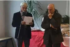  ??  ?? Alain Rouquayrol et Pierre Izard lors de la cérémonie des voeux.