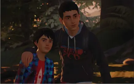  ?? SQUARE ENIX ?? Sean, right, and Daniel Diaz embark on a journey after their father is shot and killed by police in Seattle in “Life Is Strange 2.”