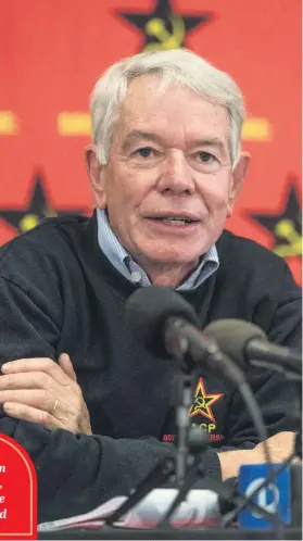  ?? Picture: Yeshiel Panchia ?? OUTSPOKEN. SA Communist Party first deputy general secretary Jeremy Cronin speaks at their policy conference.