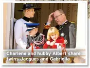  ?? ?? Charlene and hubby Albert share twins Jacques and Gabriella