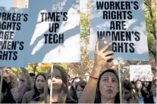  ?? John Taggart, © The New York Times Co. file ?? Employees protest Google’s handling of sexual harassment during a 2018 walkout at the company’s offices in New York.