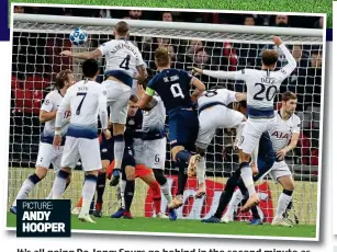  ?? PICTURE: ANDY HOOPER ?? It’s all going De Jong: Spurs go behind in the second minute as PSV’s number nine scores a bullet header from a corner