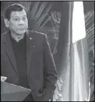  ?? KRIZJOHN ROSALES ?? President Duterte prepares to deliver a speech upon arriving at the NAIA from Russia yesterday.