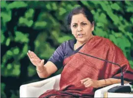  ??  ?? Finance minister Nirmala Sitharaman at the HT Leadership Summit on Saturday.
AJAY AGGARWAL/HT PHOTO