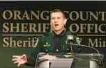  ?? ?? Orange County Sheriff John Mina addresses the media during a press conference about multiple shootings, Wednesday, Feb. 22,