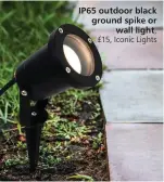  ??  ?? IP65 outdoor black ground spike or
wall light, £15, Iconic Lights