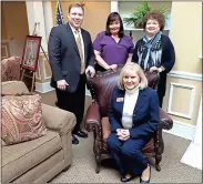  ?? / Lane Funeral Home, South Crest Chapel ?? Gina Brown was recognized in February as caregiver of the month by Lane Funeral Home, South Crest Chapel. Standing, from left: Jason Cox, Lane managing partner, Gina Brown and Priscilla Williams. Seated: Susan Tankersley, Lane family service counselor.