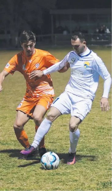  ?? Picture: CRAIG CLIFFORD — SPORTS PICS PHOTOGRAPH­Y ?? BIG DEAL: Gold Coast United striker Nick Panetta in action against Cairns in Round 14 of the 2018 NPL.