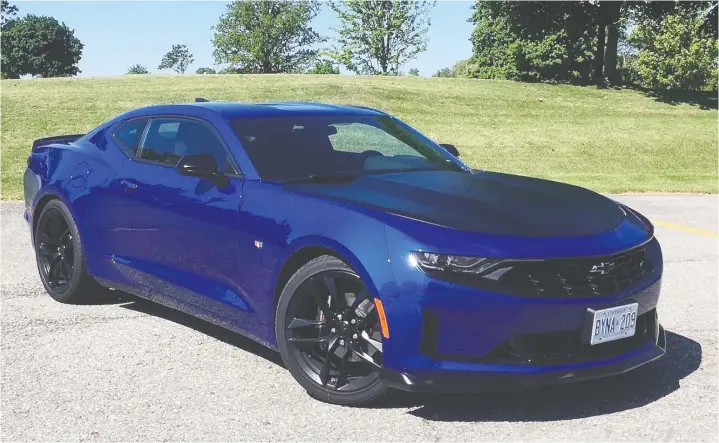  ?? — PHOTOS: PETER BLEAKNEY ?? The 2019 Camaro 2.0T 1LE is Chevrolet’s four-cylinder version of its famous muscle car with a track performanc­e package that handles like a dream.