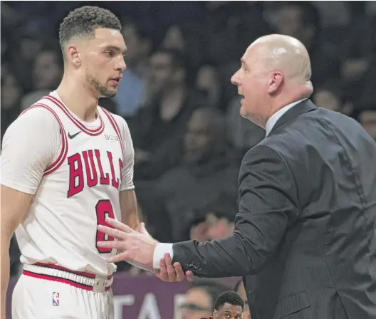  ?? MARY ALTAFFER/AP ?? Bulls guard Zach LaVine says it isn’t his role to determine whether coach Jim Boylen is retained or dismissed.