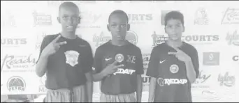  ?? ?? St Pius Primary scorers (from left) Carlos Robinson, Octain Moore, and Aaron Vasconcell­os.