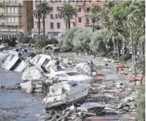  ?? AFP ?? Barcos ficaram destruídos após temporal no porto de Gênova