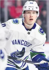  ?? PHOTO D’ARCHIVES ?? Elias Pettersson (photo) a perdu un ami dans le vestiaire en Jacob Markstrom.