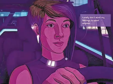  ?? Fellow Traveler ?? “Neo Cab” involves cabdriver Lina and delves into invasive technology and the future of suggestibi­lity. Can the player control Lina’s moods, which control interactio­ns? And what does the quantum statistici­an want?