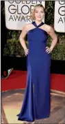  ?? AP/Invision/JORDAN STRAUSS ?? Kate Winslet’s blue halter-style Ralph Lauren gown was a winner at the 73rd annual Golden Globe Awards.