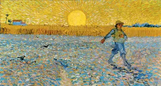  ??  ?? Vincent van Gogh «Il seminatore», (1888), Kröller-Müller Museum, Otterlo Sotto, la copertina del libro di Marco Goldin