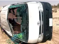 ??  ?? The minibus that was involved in an accident in Abu Dhabi.