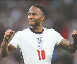  ?? CARL RECINE/POOL/AFP VIA GETTY IMAGES ?? Raheem Sterling, who has scored three goals so far for England at Euro 2020, is a strong candidate for player of the tournament, says teammate John Stones,