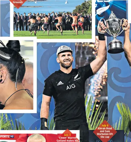  ??  ?? July 8 Kieran Read and Sam Warbuton lift the cup