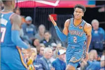  ?? [BRYAN TERRY/ THE OKLAHOMAN] ?? Shai Gilgeous-Alexander (2) is averaging 20.0 points, 5.7 rebounds and 3.0 assists per game in his first season with the Thunder.