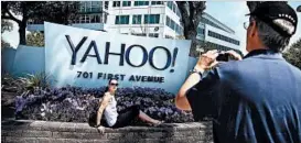  ?? JUSTIN SULLIVAN/AP ?? Yahoo said the stolen data — dating to late 2014 — include users’ names, email, telephone numbers, birth dates, scrambled passwords and security questions and answers.