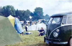  ??  ?? In this undated photo, people rest at the campground of the Woodstock Music Festival during the week-end of August 15 to 18, 1969 in Bethel near Woodstock.