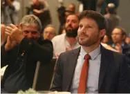  ?? (Marc Israel Sellem/The Jerusalem Post) ?? MK BEZALEL SMOTRICH receives the announceme­nt that he has been named next head of the National Union.