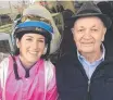  ??  ?? Jockey Rikki Palmer with trainer Harold Norman.