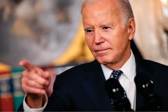  ?? Photograph: Nathan Howard/Getty Images ?? Joe Biden speaks at the White House on 8 February.