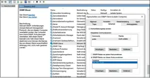  ??  ?? Um Systeminfo­rmationen eines Windows-PCs per SNMP mit The Dude abzufragen, tragen Sie in den SNMP-Sicherheit­seinstellu­ngen die IP-Adresse des Dude-Servers (=RouterOSVM) ein – und nicht die des Dude-Clients!
