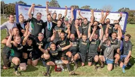  ??  ?? Gay rugby team the New Zealand Falcons – shown in a team photo from 2014 – has decided to forgo its sponsorshi­p deal with law firm Russell McVeagh in the wake of its recent sexual harrassmen­t claims.