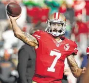  ?? Tony Avelar / Associated Press ?? Colin Kaepernick, who hasn’t played profession­al football since Jan. 1, 2017, says he hopes his tryout Saturday isn’t just a PR stunt by the NFL.