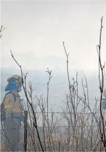  ??  ?? Operarios del Plan Infoca en Andalucía apagando un incendio forestal en Villarrasa,