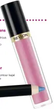  ??  ?? Läppglans Revlon Super lustrous lip gloss Pinkissimo 99 kr Eyeliner Isadora Perfect contour kajal Light blue 79 kr