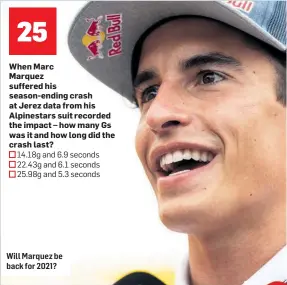  ??  ?? Will Marquez be back for 2021?