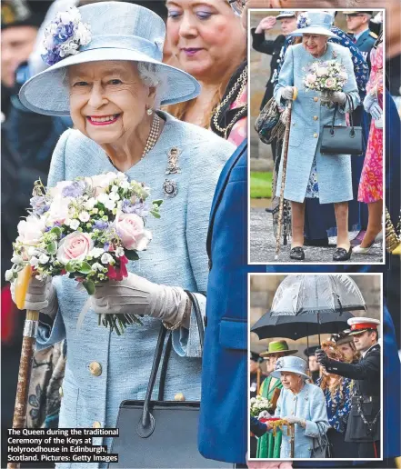  ?? ?? The Queen during the traditiona­l Ceremony of the Keys at Holyroodho­use in Edinburgh, Scotland. Pictures: Getty Images