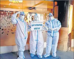  ?? HT PHOTO ?? Women nursing staff of Era Medical University celebratin­g Internatio­nal Nurses Day in Lucknow on Wednesday.