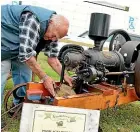  ??  ?? Peter Janaway with the 1904 Blackstone engine.