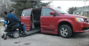  ??  ?? Powering up a ramp into a modified Dodge van that allows him to gain access to the vehicle unassisted February 6, 2019.