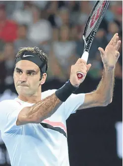  ??  ?? Roger Federer: saw his semi-final cut short as Korean Chung Hyeon was forced to retire with blisters. Picture: Getty Images.