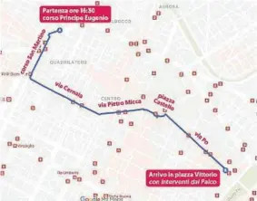  ?? ?? Itinerario La mappa del percorso così come è stata diffusa dal Coordiname­nto Torino Pride Glbt