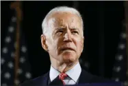  ?? MATT ROURKE ?? Democratic presidenti­al candidate former Vice President Joe Biden discuses the coronaviru­s, Thursday, March 12, 2020, in Wilmington, Del.